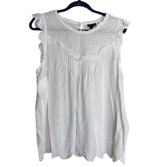 Torrid Eyelet Babydoll Scalloped Hem Sleeveless Top Blouse 1x White Beachy - Picture 1 of 5